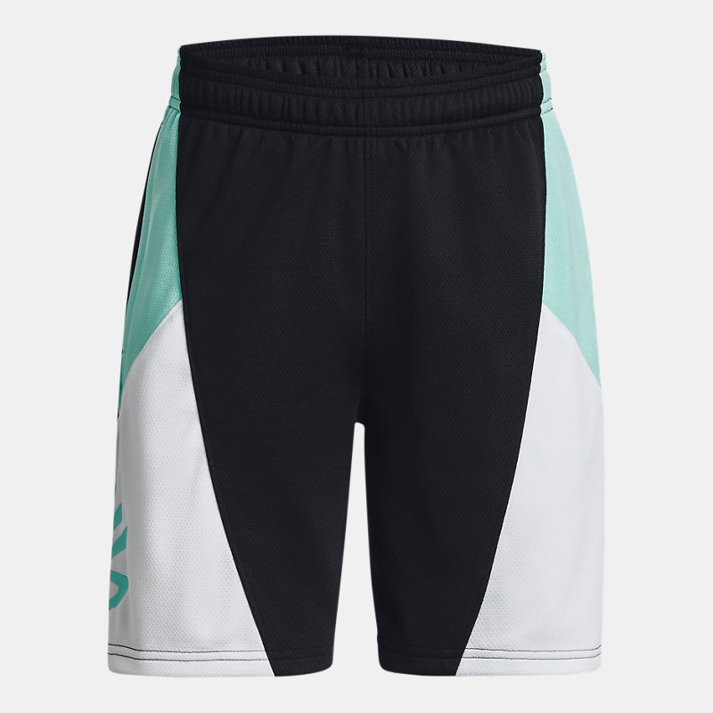 Under Armour Boys' Curry Splash Shorts Black / White / Neo Turquoise YXS (48 - 50 in)